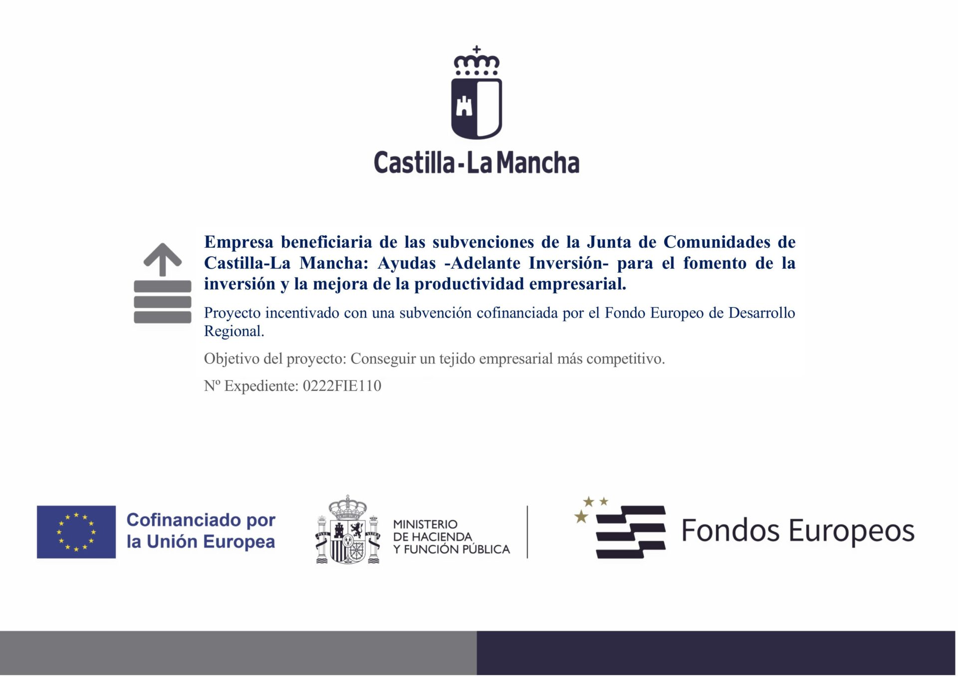 Ayudas -Adelante Inversión- para el fomento de la
inversión y la mejora de la productividad empresarial